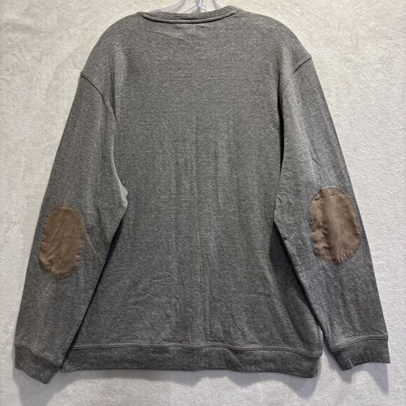 Tasso Elba Men's Long Sleeve Striped Pullover Sweatshirt Suede Elbows Grey XL - Picture 5 of 11